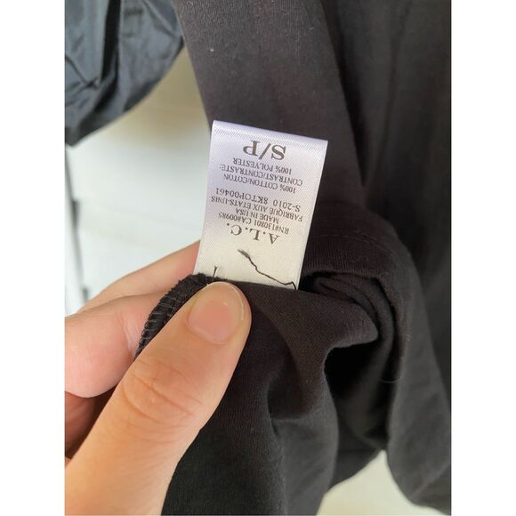A.L.C. NWT Cassandra Taffeta Puff Sleeve T-Shirt Black, Size Small, MSRP $155 - Picture 5 of 7